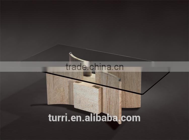 Rectangle travertine marble top coffee table