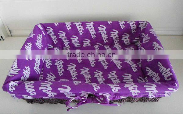 Oval wicker storage basket with coloful liner & Easter egg basket