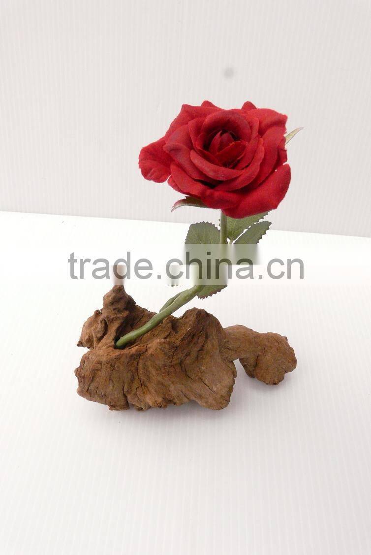 Valentine flower on natural wood