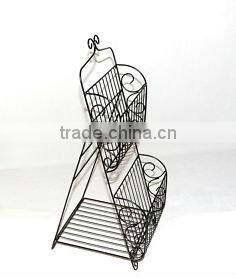 TWO-TIERED METAL COLLAPSIBLE FLOOR MAGAZINE RACK