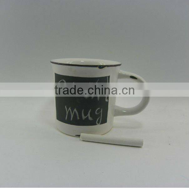 matte ceramic chalk mug with blackboard design