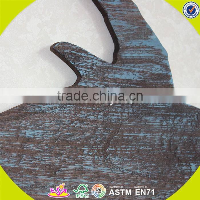 2017 New design wooden wall decoration ideas wholesale cheap whale shape wooden wall decoration ideas W09D018