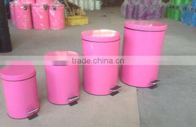 red color 410# stainless steel dustbin/trashcan with good quality