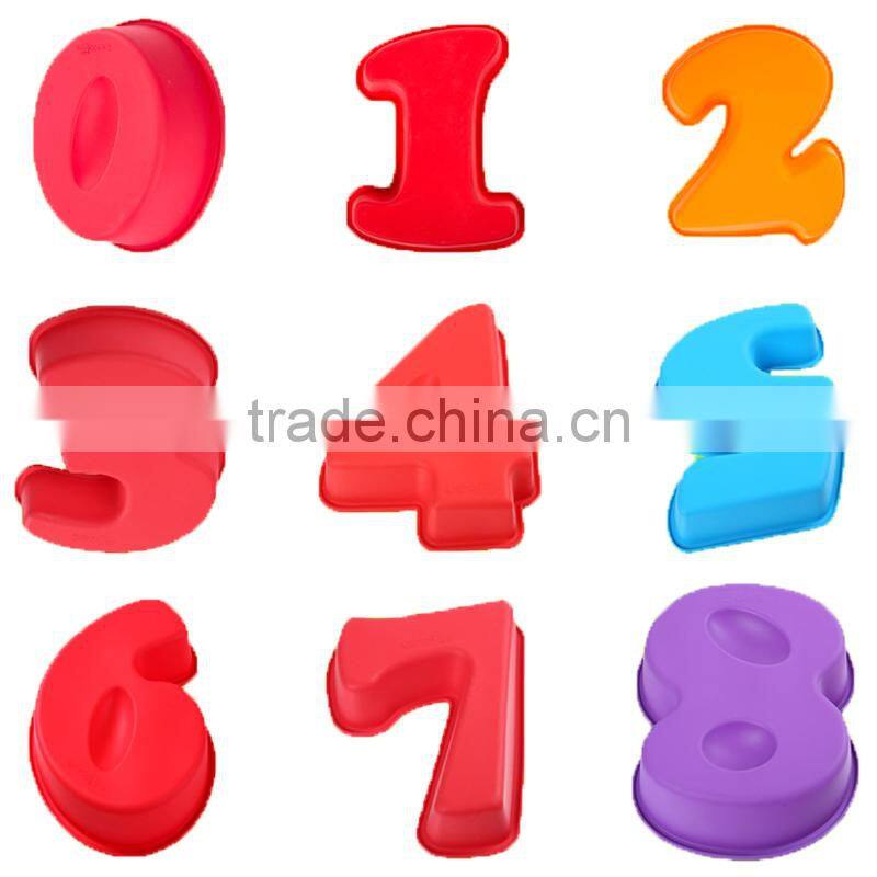 Fashion chocolate ice tray digital shape silicone cake mold