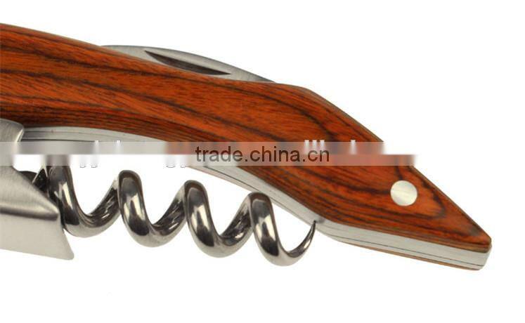 ZY-K1058 2017 new arrival wine opener corkscrew with wood handle