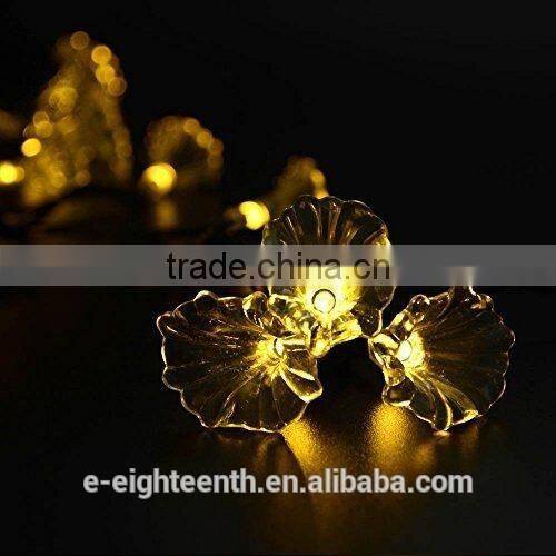 2016 new hot sale morning Glory Shape 20LED Solar Power Outdoor Garden String Lights for Party christmas