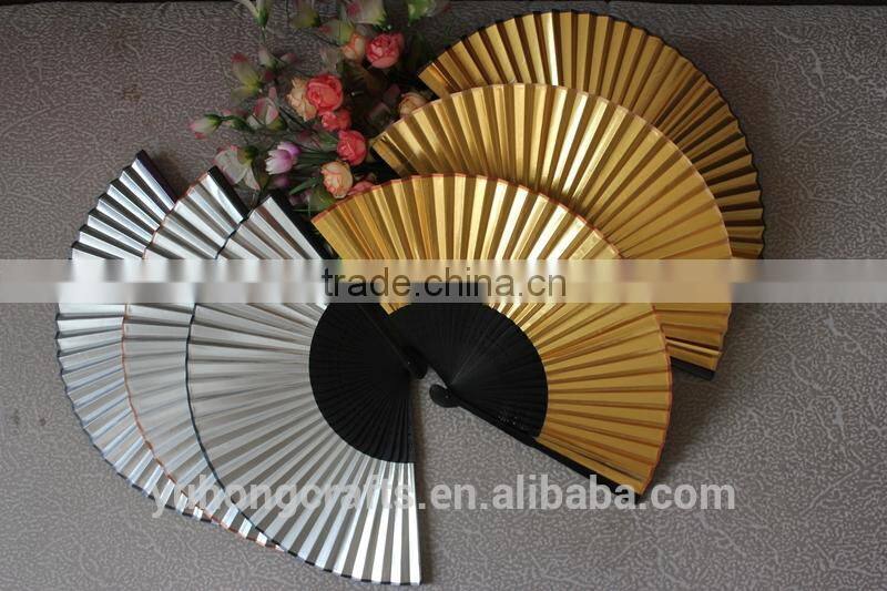 Gold and silver color Japanese hand fan