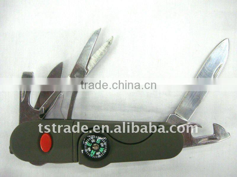 "stock"New design multi knife Novelty pocket knife multi functiona utility kinfe LED knife(K5011SG3.)