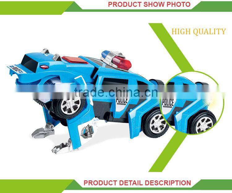 Deformation set cheap electric police toy car model display stand