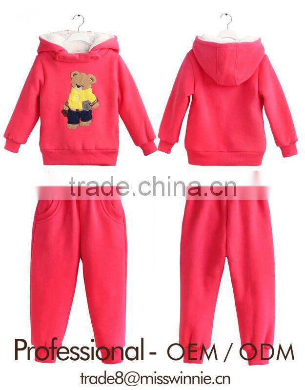 fashion unique design kids cotton hoodie jacket and pants