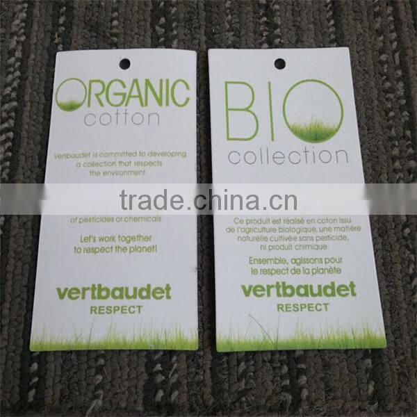 2017 high quality custom white cardboard paper hang tags for garments