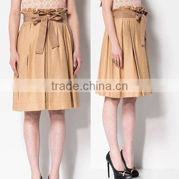 OEM/ODM clothing direct manufacturer custom-made your own design latest design waist strap khaki lady pleated long skirt