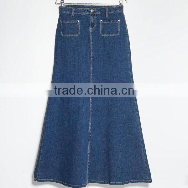 Factory directly sale new ladies flared long denim skirt