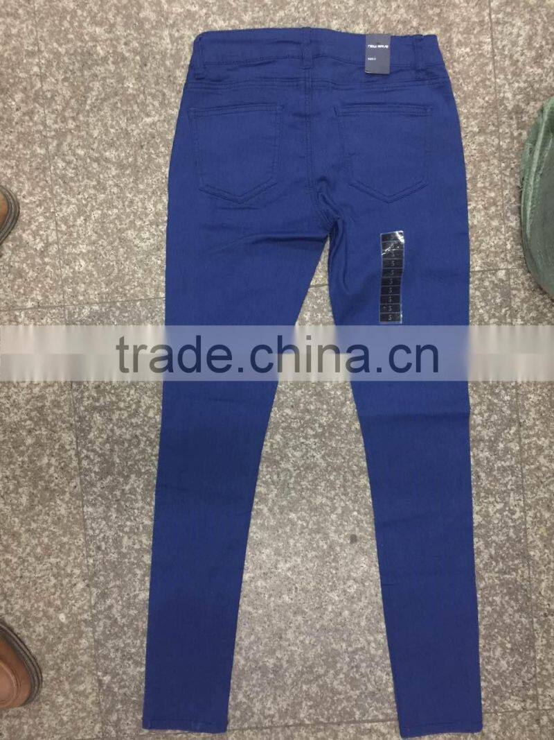 GZY Pure Blue Color New Pattern Jeans Pants For Women Stock 2017