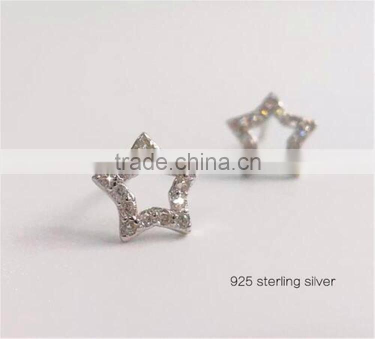 Fashion 925 Sterling Silver CZ Classical Shaped Earrings