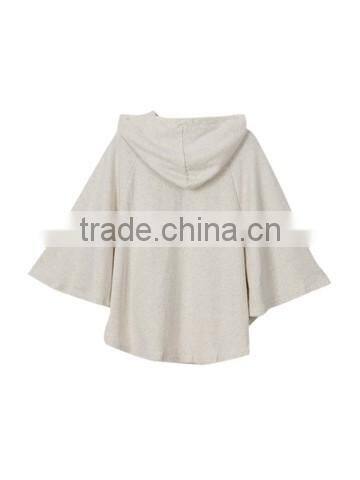 Cloak Design Buttons Solid Hoodie with hooded for women