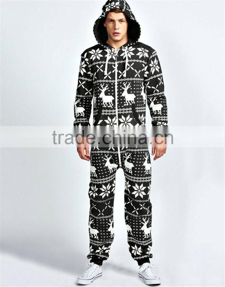 PA0007A all over reindeer printed xxxl onesie for men