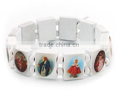 country flag stretchable wooden bracelet custom wooden bracelet