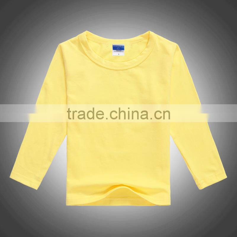 High quality cotton long sleeve kids tshirt wholesale baby clothes plain t shirt for kids