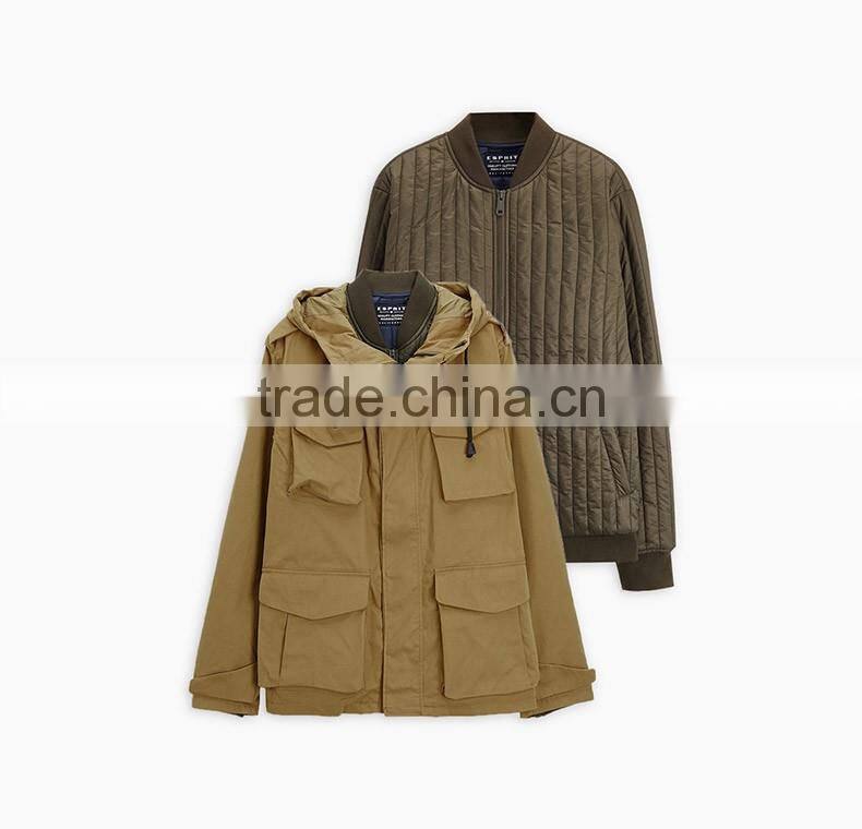China Supplier Custom Winter Men'S 2-In-1 Detachable Padded Quilting Jacket