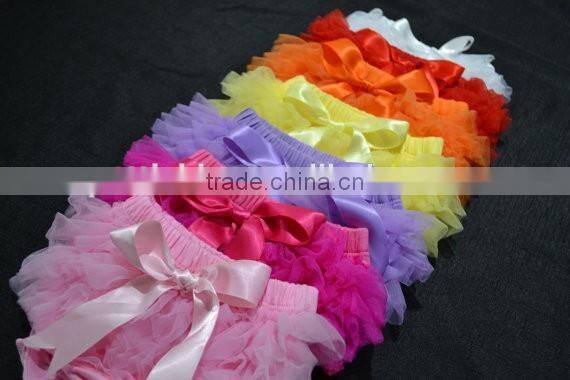 Little girl bloomer dress pink chiffon fabric with ribbon bowknot wholesale baby product