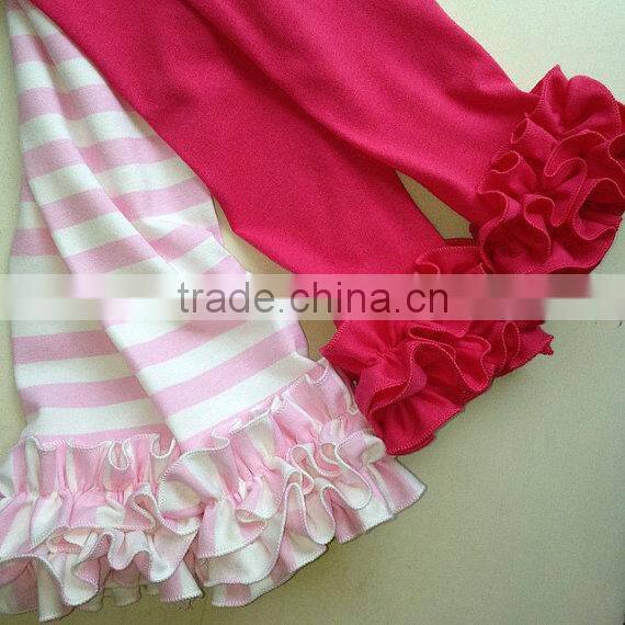 Fashion children's clothing baby girl stripe sew sassy icing legging ruffle baby harem pants