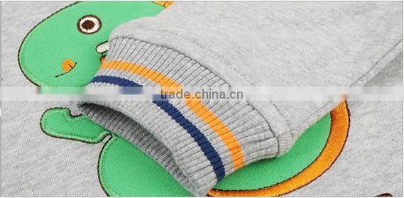 Baby Boys Fashion High Quality Fleece Hoodie Emboridery Cartoon Dinosaur Cute Sweatshirt