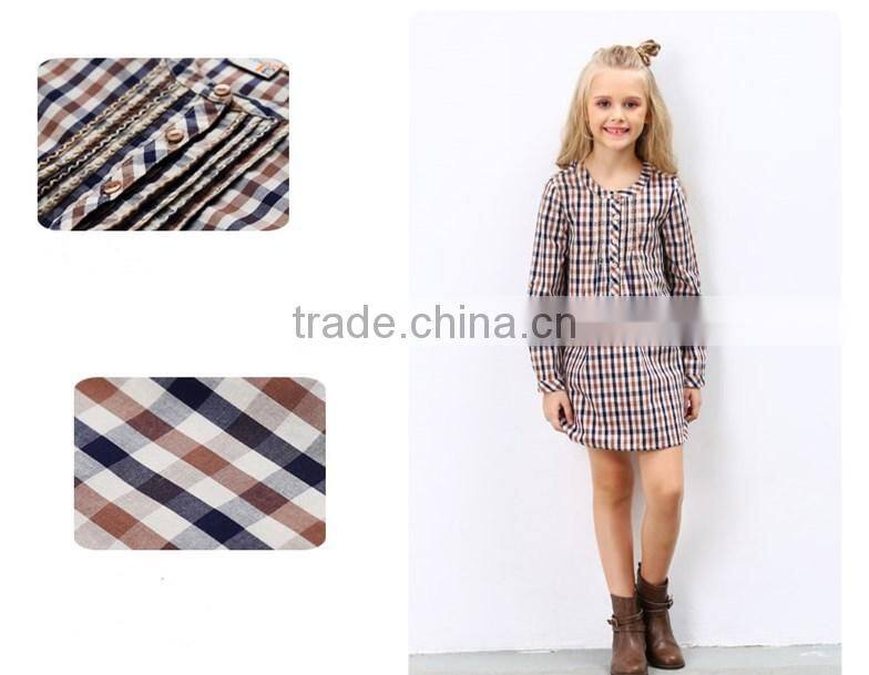 Latest designs fall boutique outfits long sleeve girl plaid dress wholesale children's boutique clothing