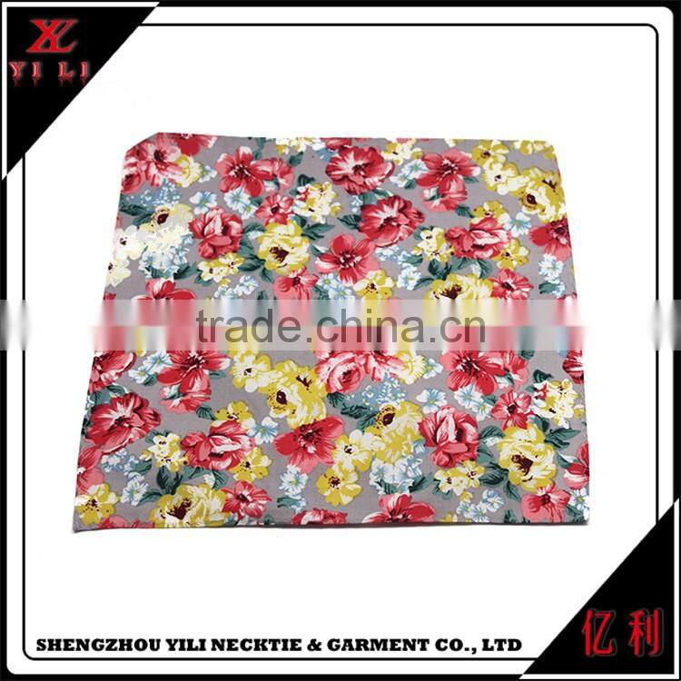 Gift woven cotton printed mini flower christmas handkerchiefs