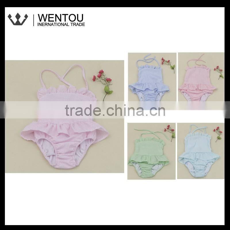 Fashionable Monogrammed Gingham Bathing Suit