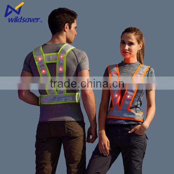 USB rechargeable battery high visibility work flashing led safety vest