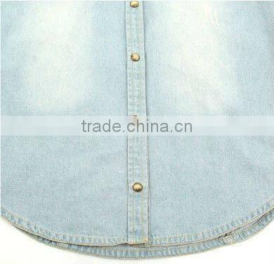 popular 100% Cotton Washed Denim Cowboy long sleeve shirt for women