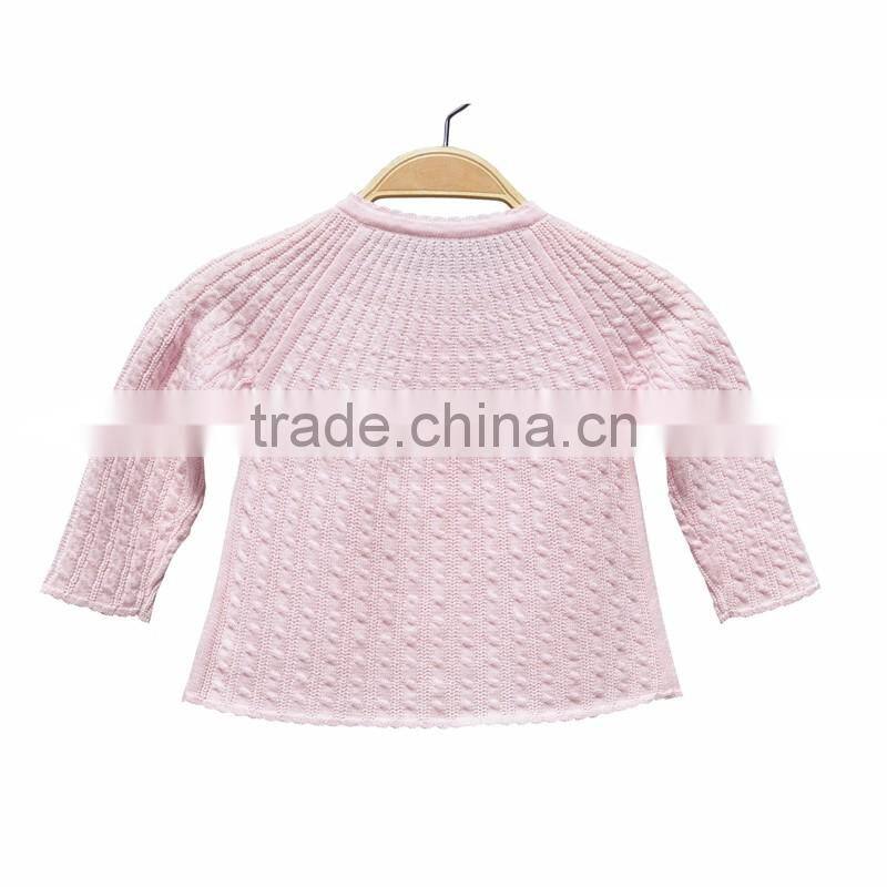Wholesale Long Sleeves Cable Pattern Round Collar Girl Cardigan sweater