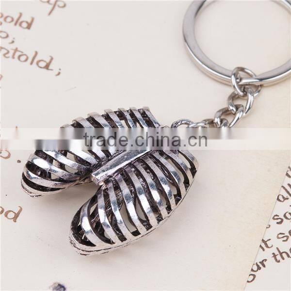 3D Keychain & Keyring Rib Cage Antique Silver 9.1cm
