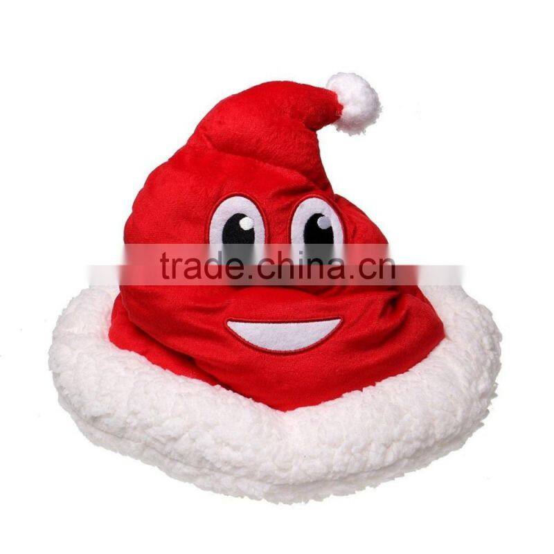 holiday xmas emoji poop emoticon soft plush christmas hat costume red