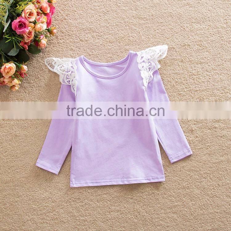 Flutter sleeves solid baby girl long sleeve t shirt M7032001