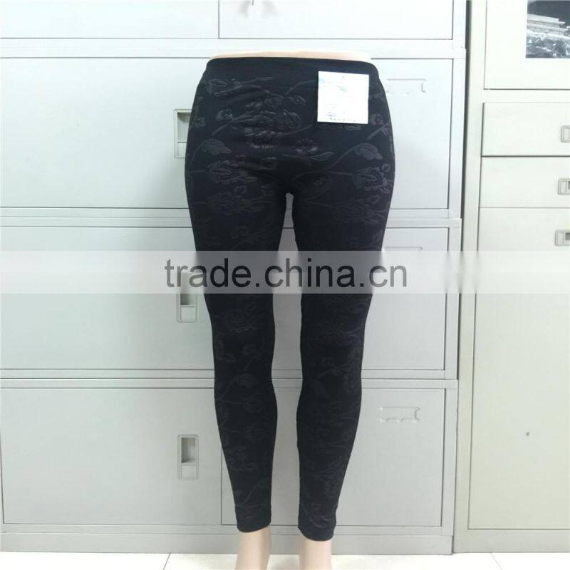 Women's Winter Thick Warm Fleece Stretchy black color emboss legging Pants