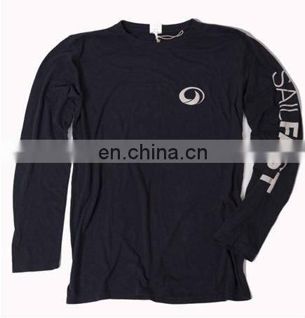 100% black men's long sleeve o-neck cotton shirt