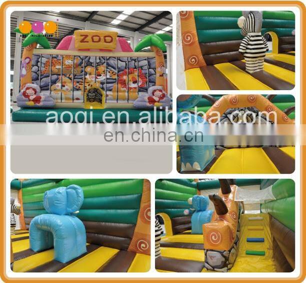 Jungle fun bouncer high quality inflatable bouncer jumping house for kid small bouncy playhouse