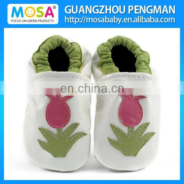 Soft Sole Cow Leather Kid Pre-Wlaker Shoes Blue Bird Pattern Size 0-4 Years