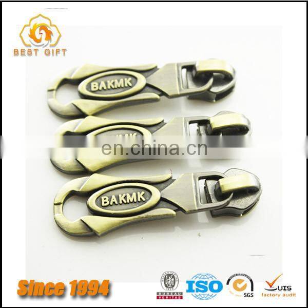 Wholesale Custom Cheap Garment Accessories Jacket Metal Logo Zipper Pulls
