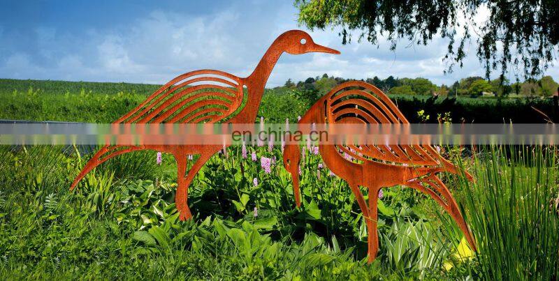 Custom Made Corten Steel Cute Birds Model Manufacturing