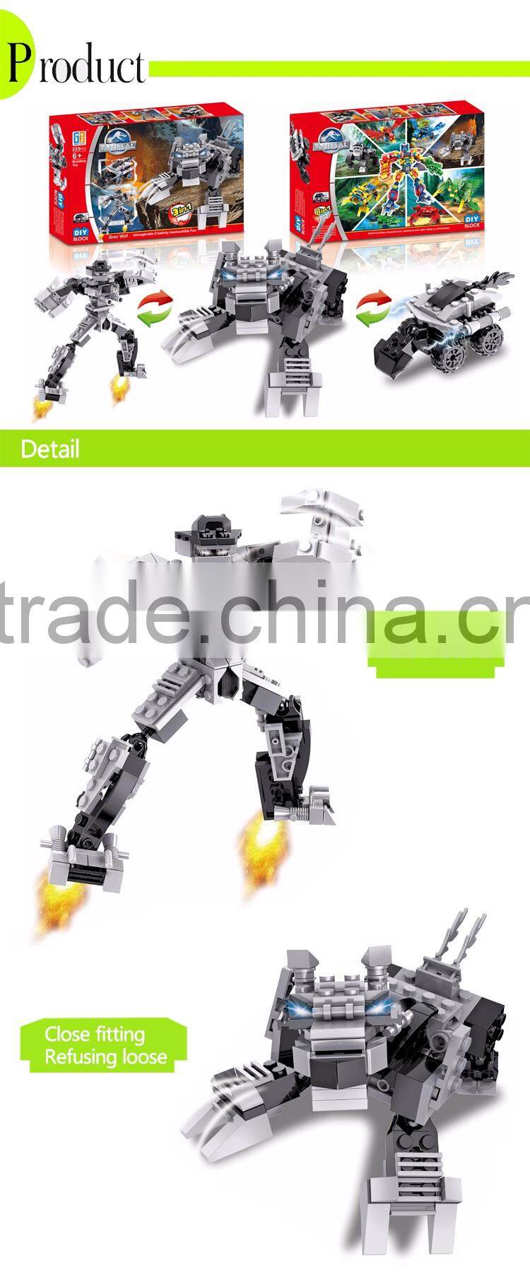 2016 new arrival deformation warrior wolf building block series robot for wholesale
