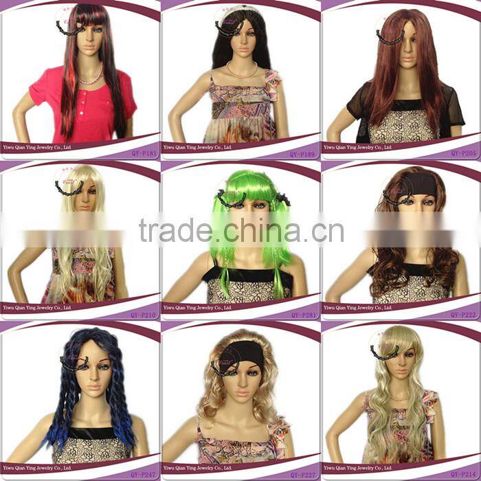 synthetic halloween wigs curly wig black and white wig