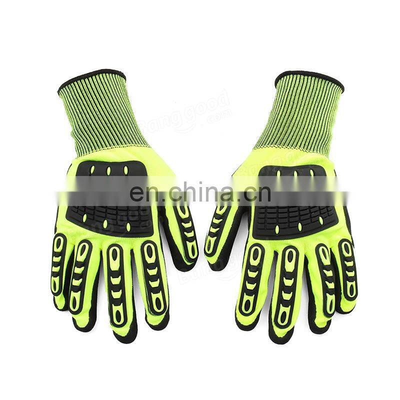 Iron clad Sandy Nitrile Coating Multi Function Anti Cut 5 Resistant Impact Utility Mechanics Work Gloves