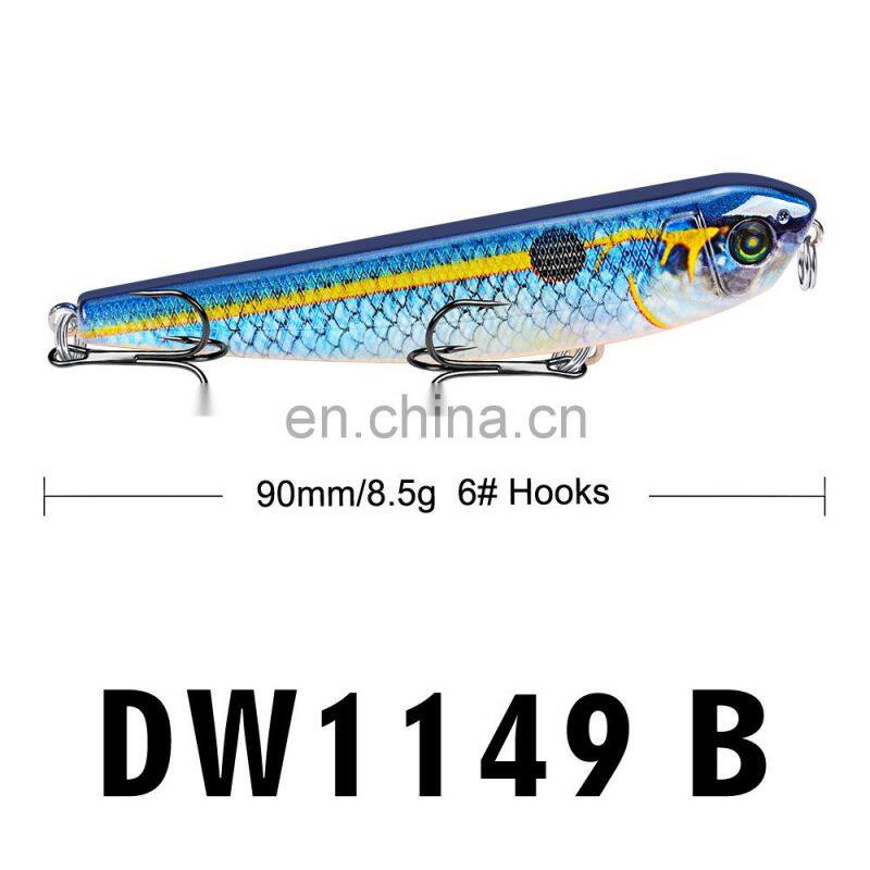 9CM Fishing Tackle Shop Pencil Luya Bait 8.5G Fake Bait 6# Black Nickel Hook