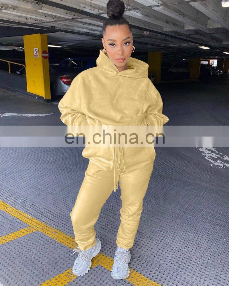 Customized women's fashion spring hooded suit sportswear 2 piece set of women's clothes