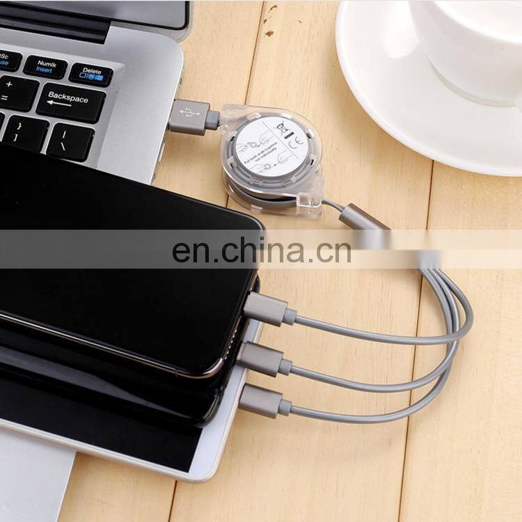 Retractable Keychain Multiple Charging 8pin Type C Micro Usb Cable