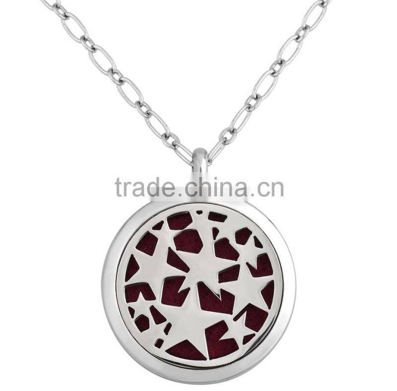 Stars Round Shaped Perfume Essential Oil diffuser necklace