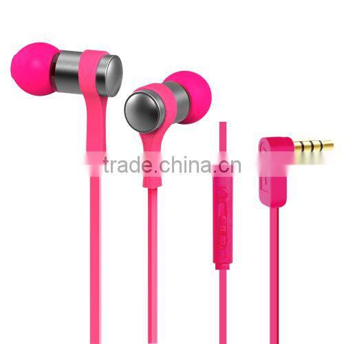 2015 newest high quality wholesale metal in ear colour headphone with mic